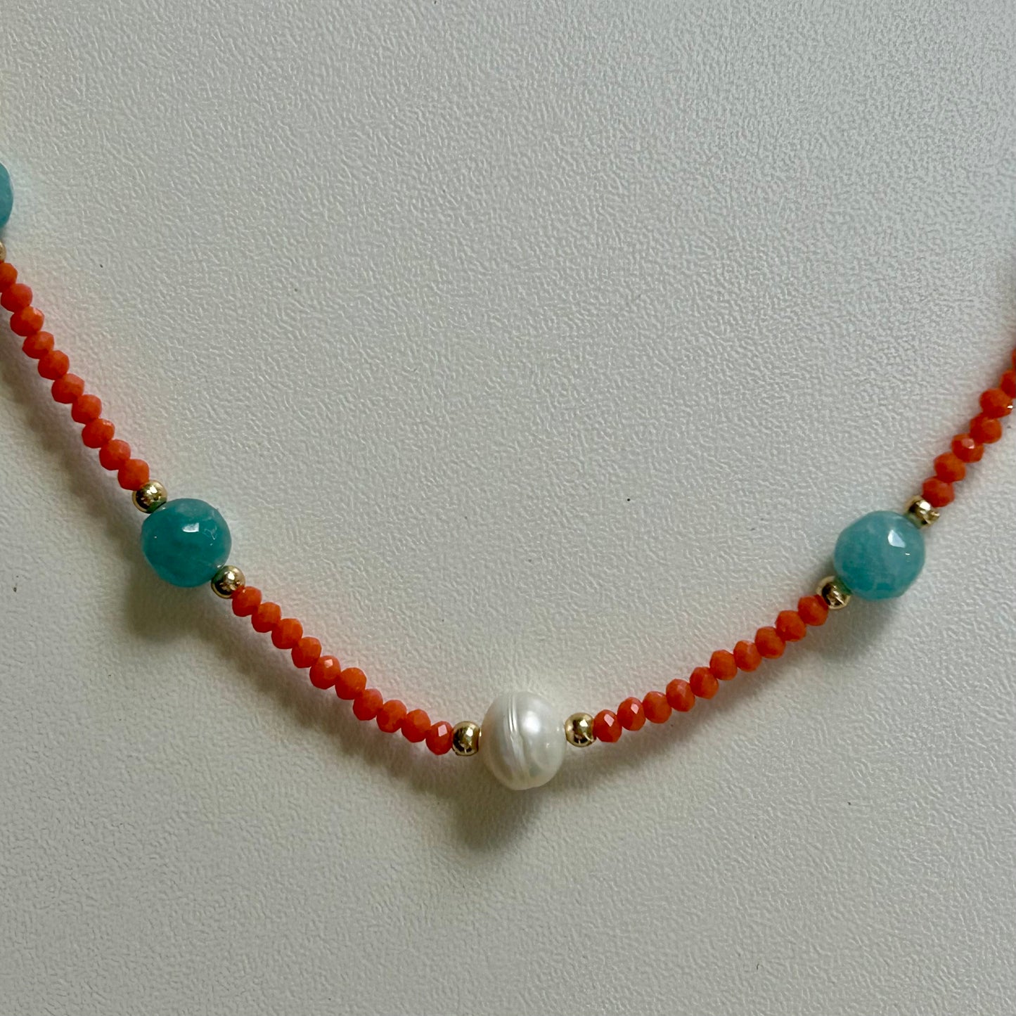 Orange x Blue X pearl Choker