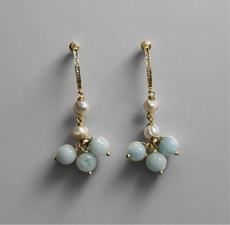 Pearl x Stones Drop Earring