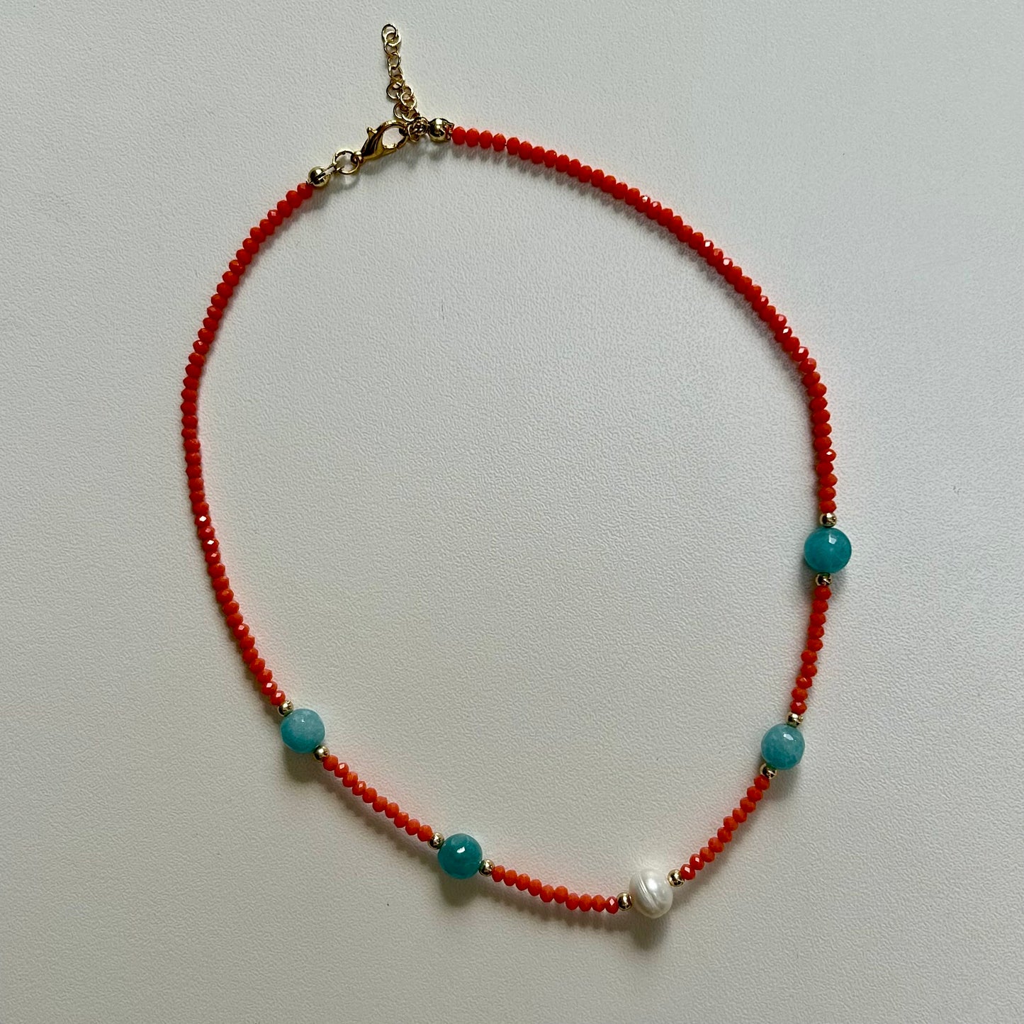 Orange x Blue X pearl Choker