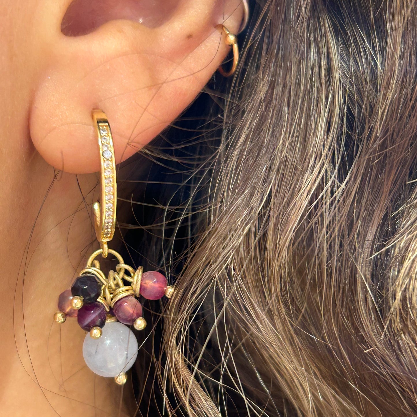 Blue and Purple Stone Earring