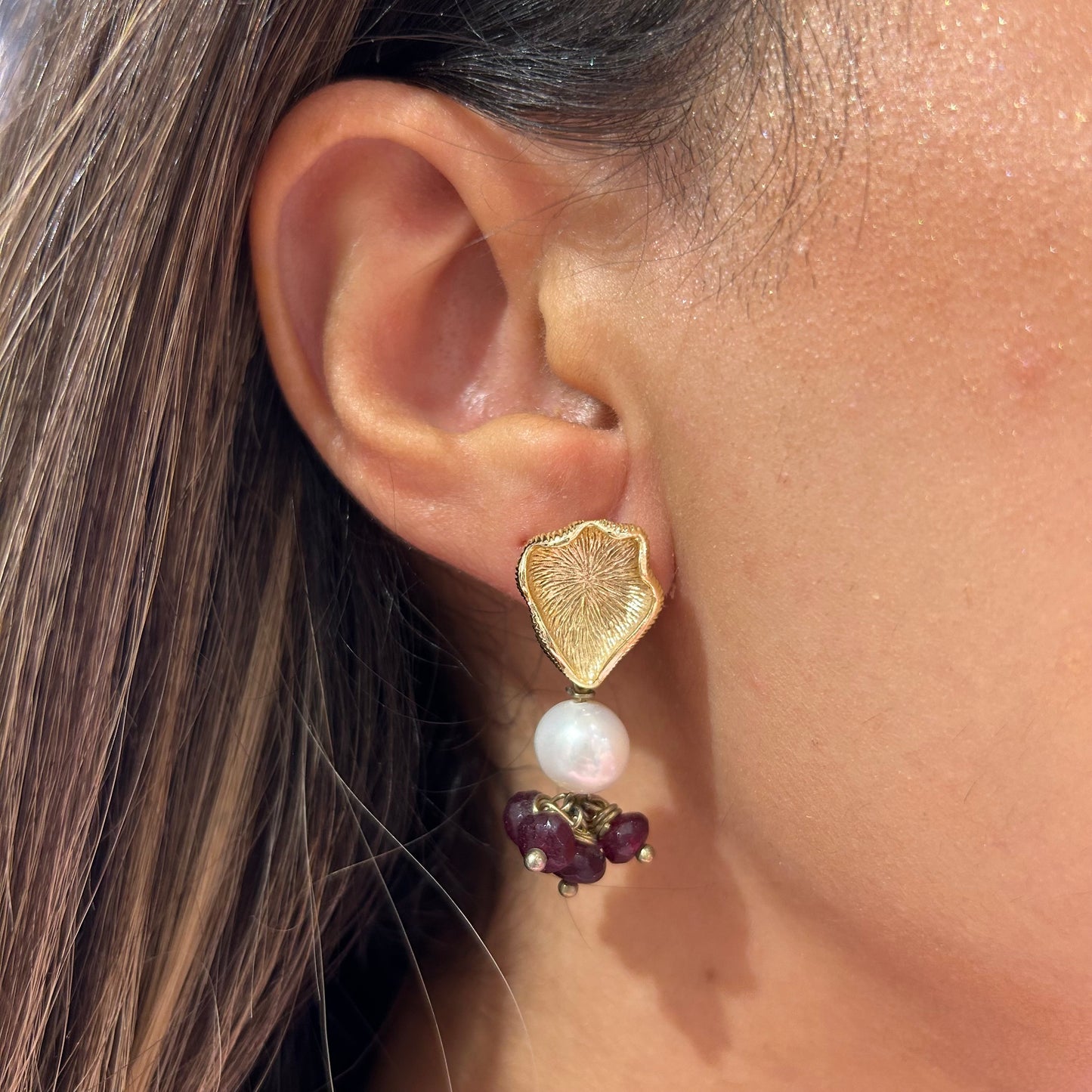 Red Stones Drop Earring