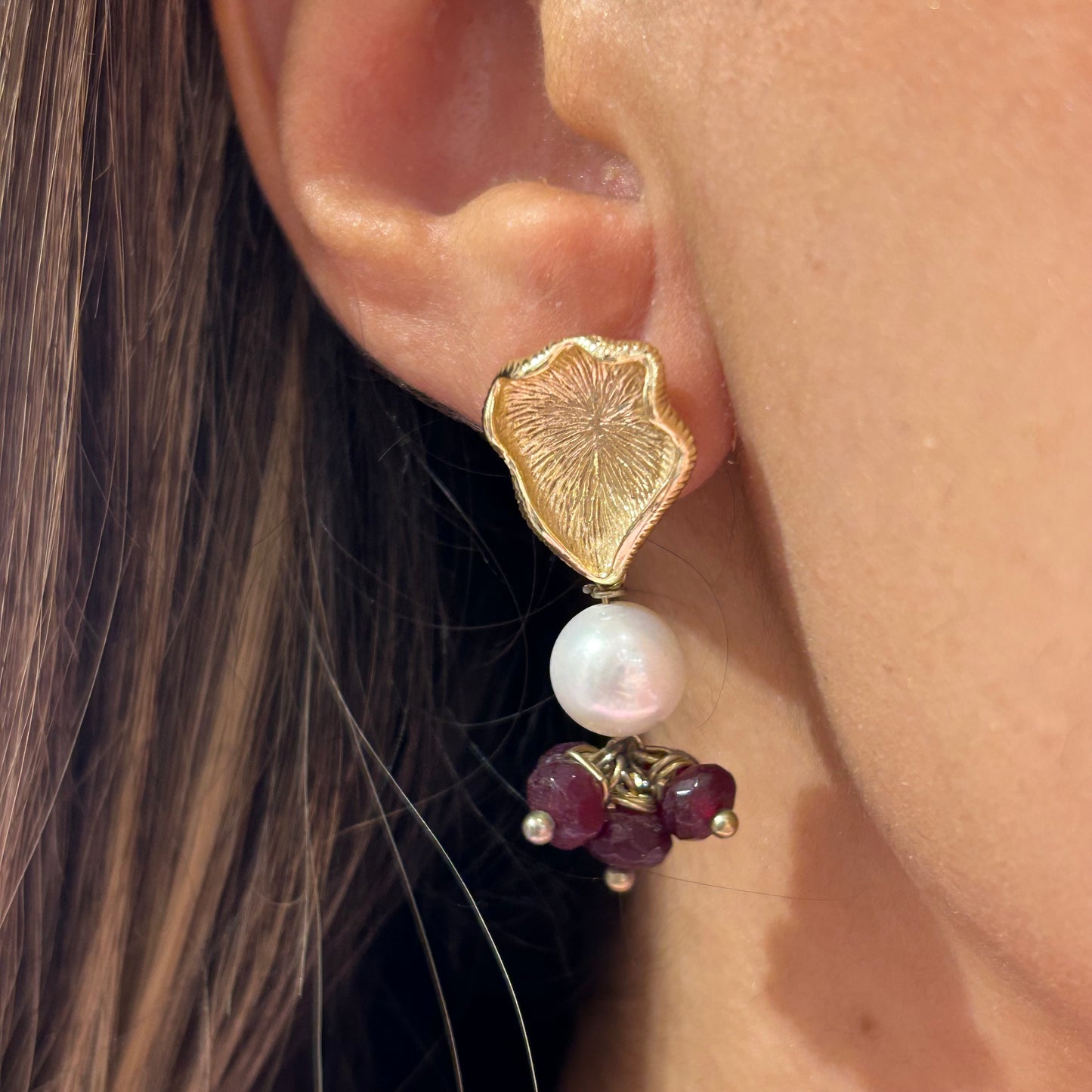 Red Stones Drop Earring