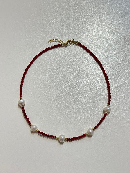 Red x Pearl Choker