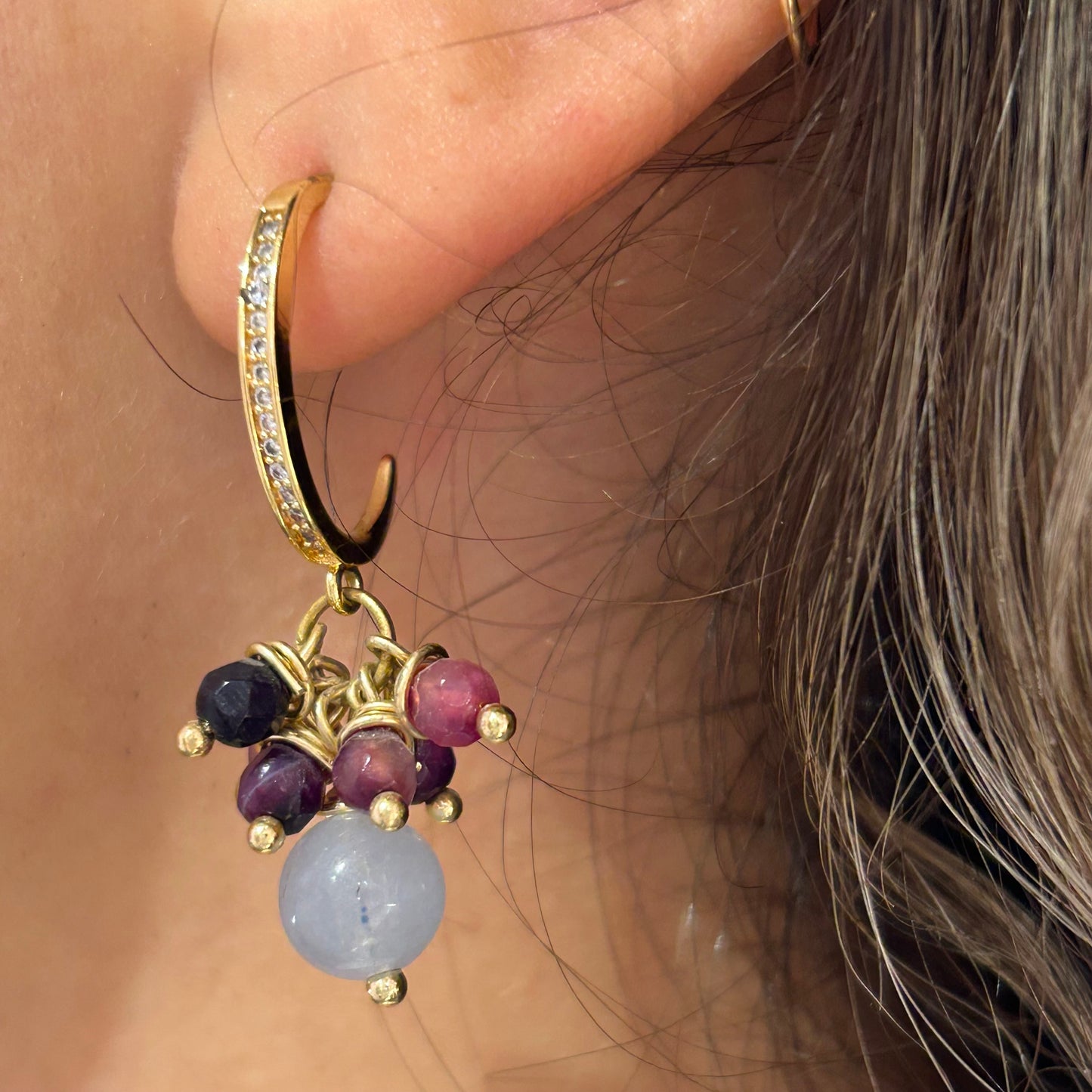 Blue and Purple Stone Earring