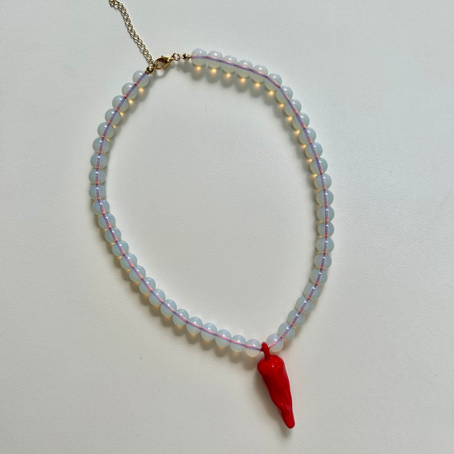 Clear Beaded Chili Necklace