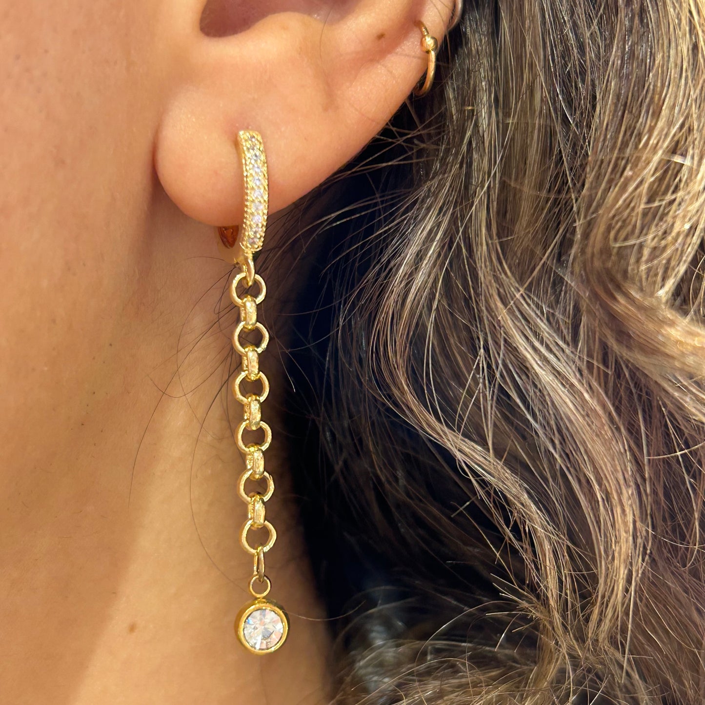 Drop Crystal Hoop Earrings