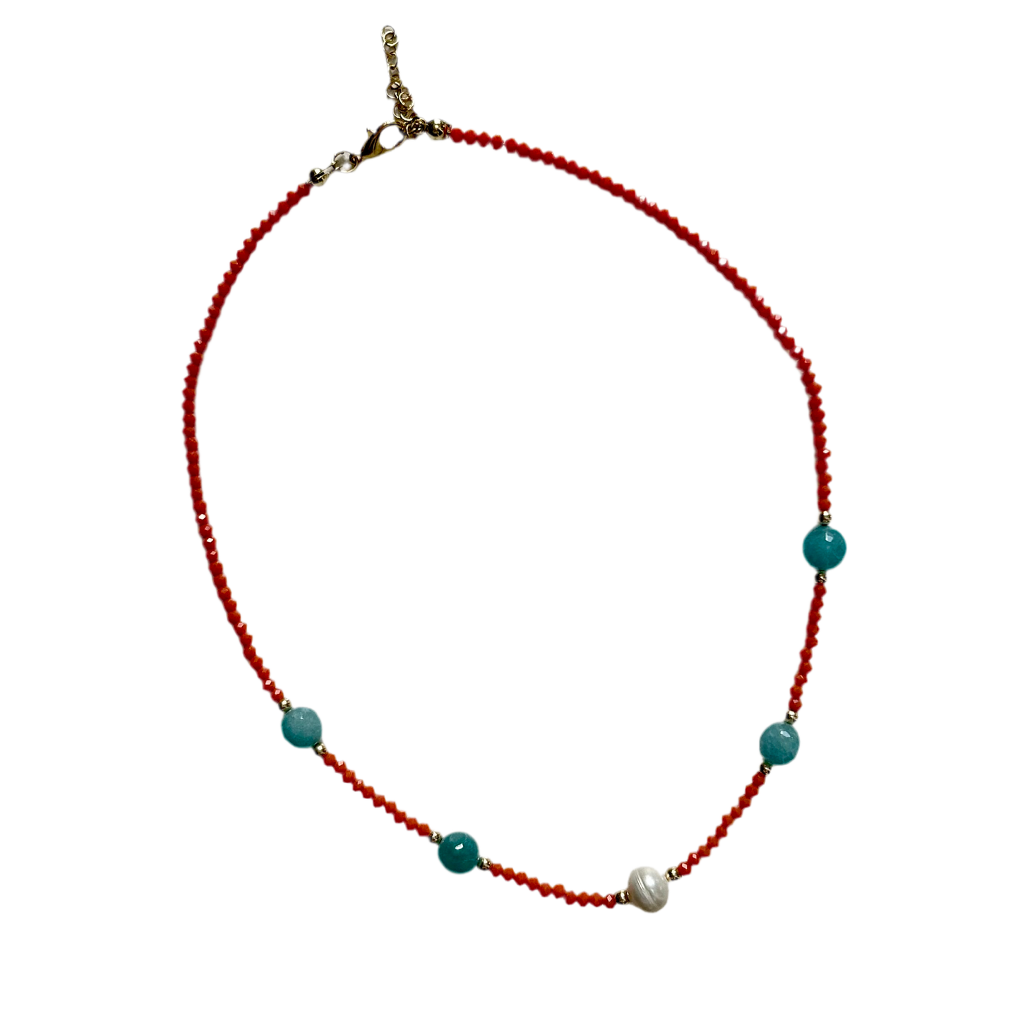 Orange x Blue X pearl Choker