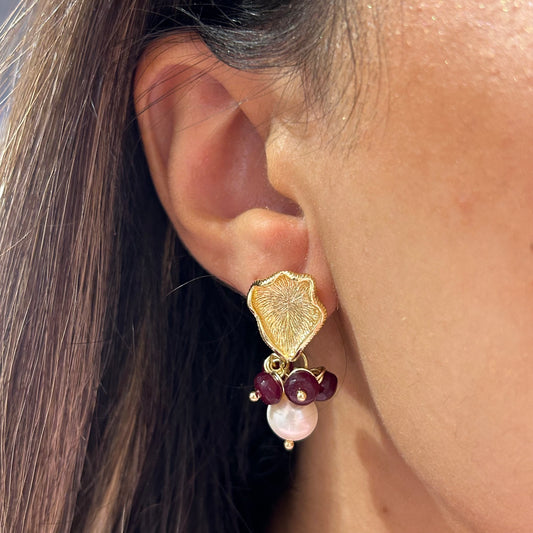 Red Stones Drop Earring