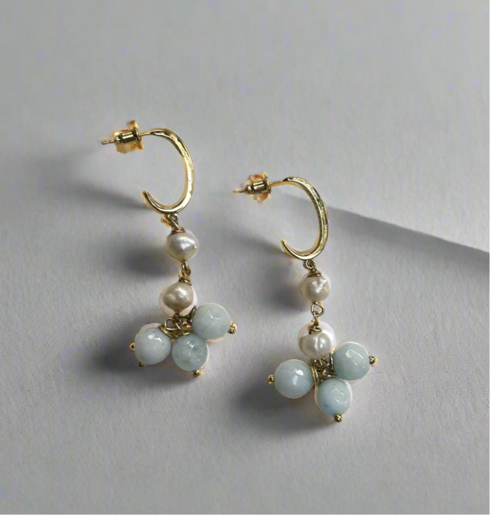 Pearl x Stones Drop Earring