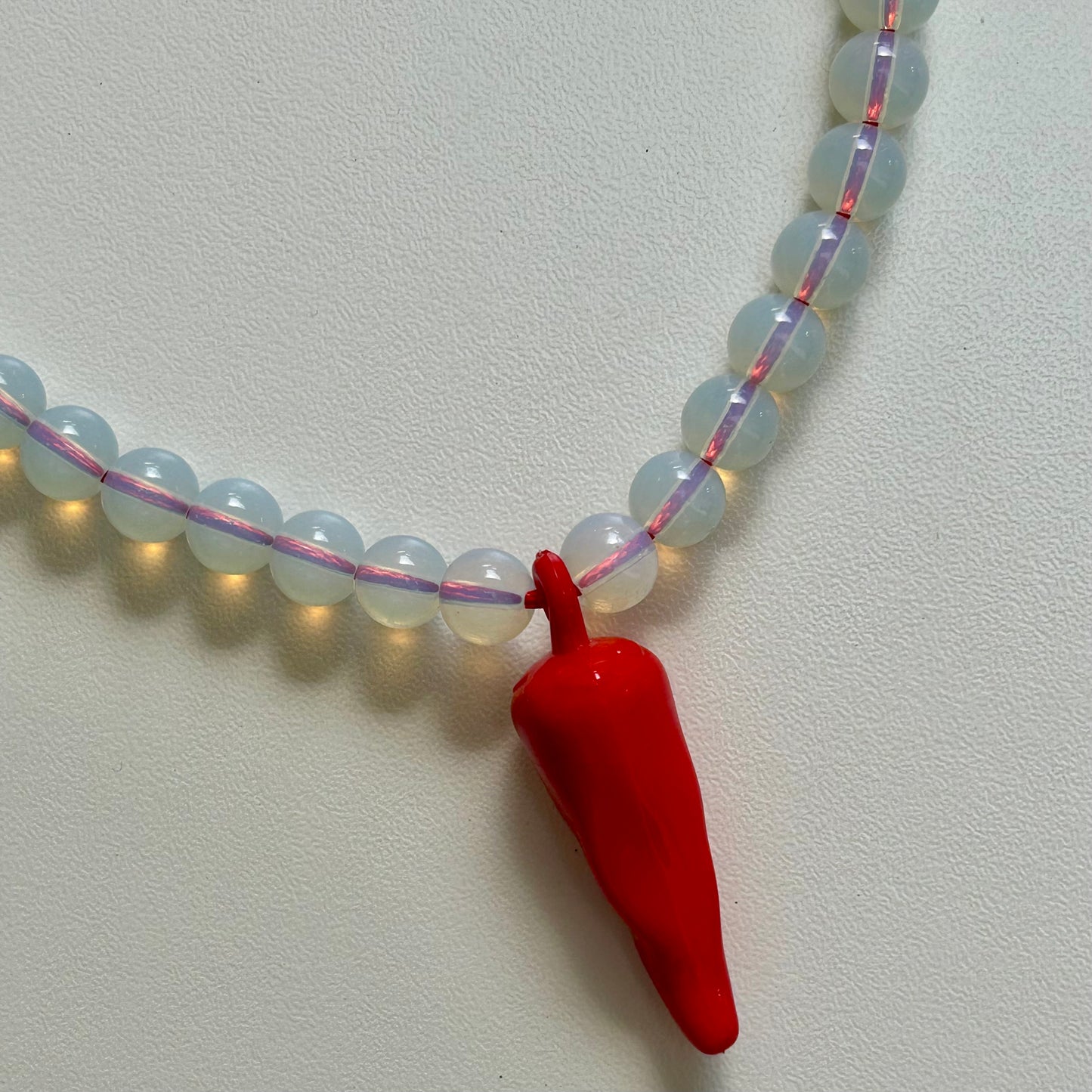 Clear Beaded Chili Necklace