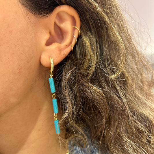 Turquoise Drop Hoops