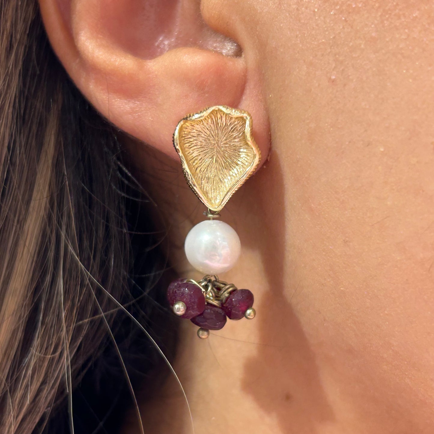 Red Stones Drop Earring
