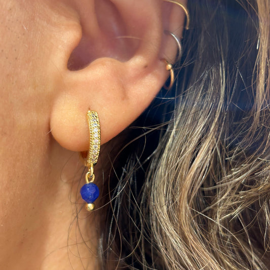 Tiny Blue Stone Earring