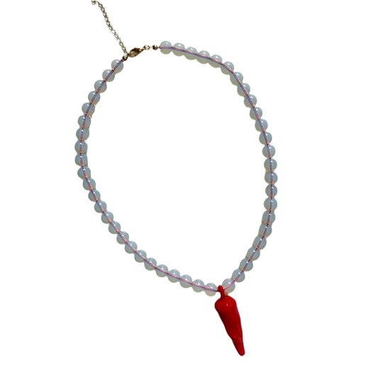 Clear Beaded Chili Necklace