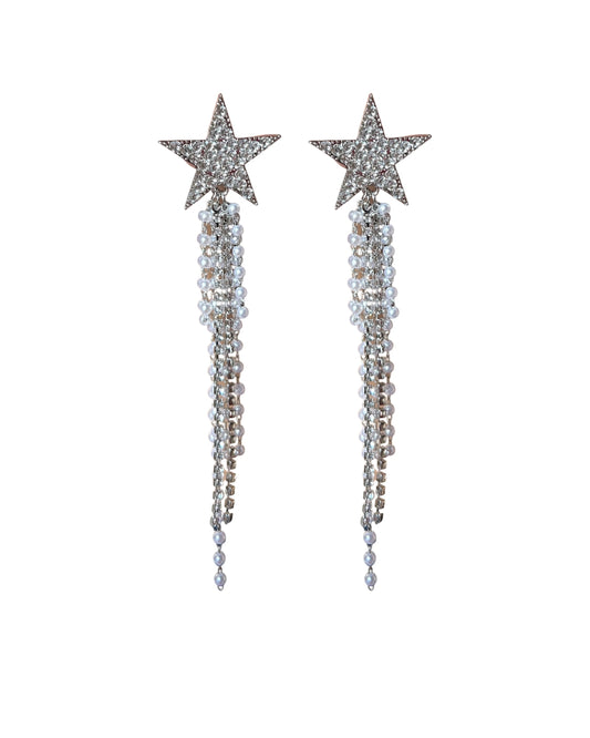 Stars Long Drop with Pearls